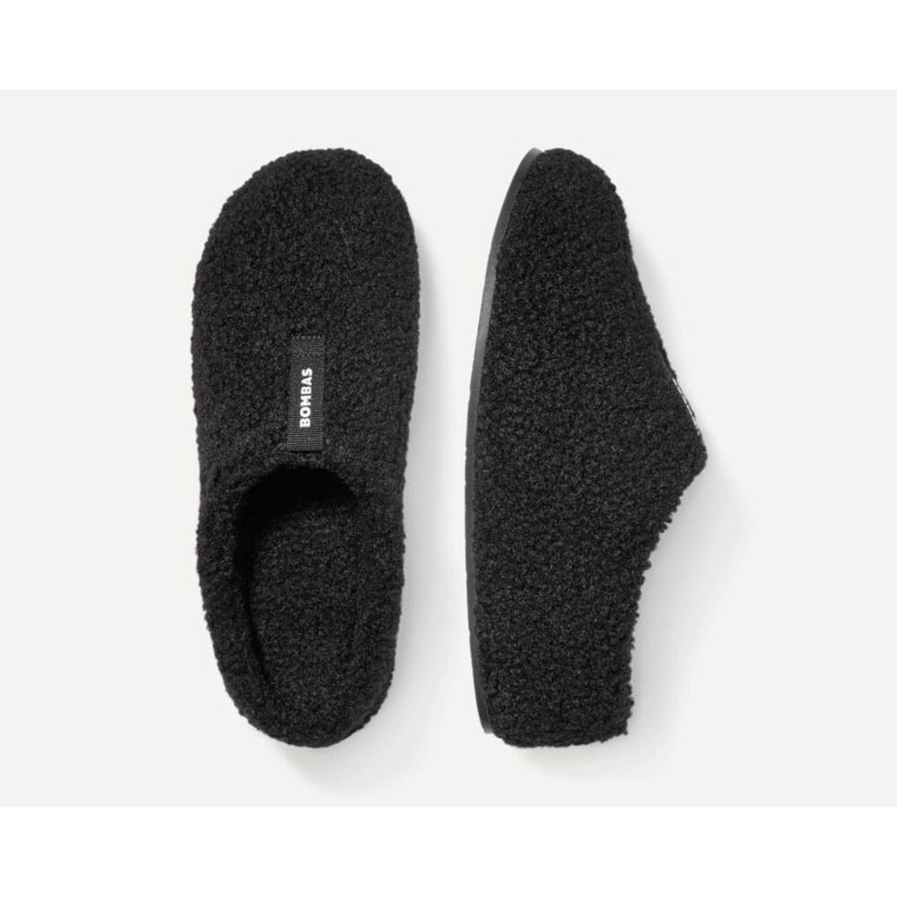 Bombas Black Sherpa Slip On Round Toe Low Cut Casual Sunday Slippers Size 13